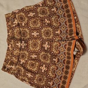 Versona Bohemian Brown Orange Patterned Shorts Size Small